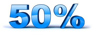 Blue fifty percent, isolated clipart