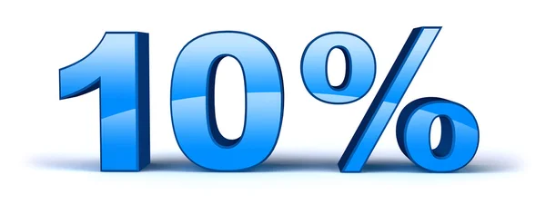 Dziesięć procent, na białym tle niebieski — Zdjęcie stockowe