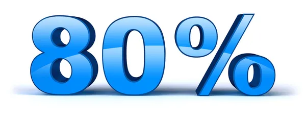 Blauwe tachtig procent, geïsoleerd — Stockfoto