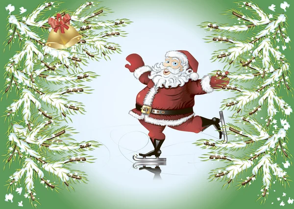 Санта-Клауса на ковзанах — стоковий вектор