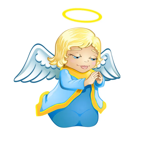 Маленький ангел в синьому ізольований — стоковий вектор