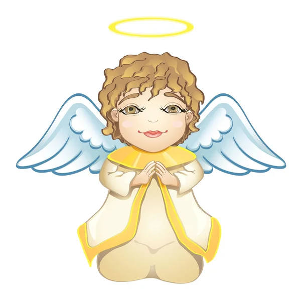 Little angel in white isolated — Stock Vector