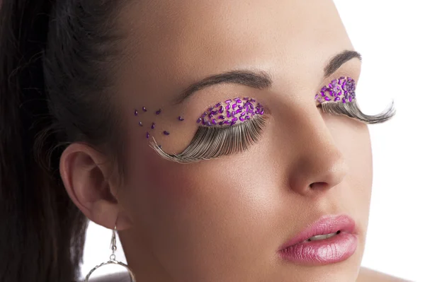 Maquillaje creativo con pestañas largas — Foto de Stock