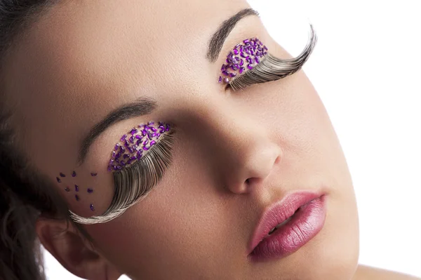 Beauty closeup of long eyelashes — Stock Photo, Image