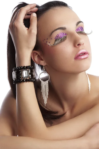 Beauty shot with creative eyelashes — Stock Photo, Image