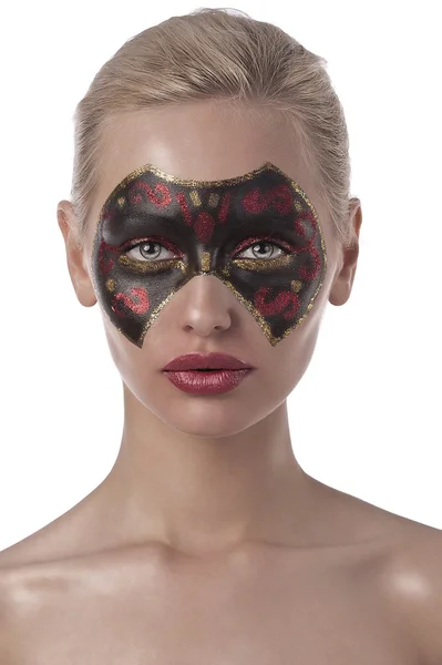Карнавальна маска, намальована на обличчі — стокове фото