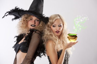 The magic of 2 black witches clipart