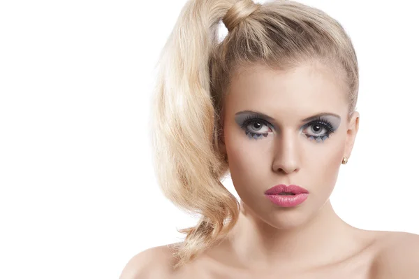 Blond dziewczynka z kreatywnych makijaż — Zdjęcie stockowe
