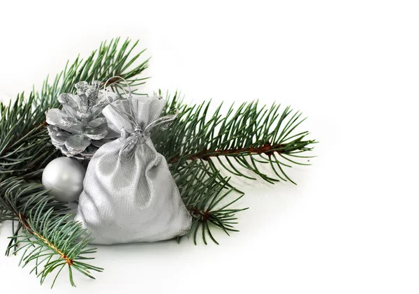 Gran gren och jul dekorationer — Stockfoto