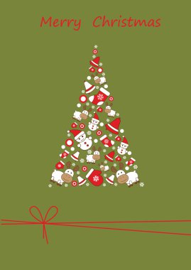 Christmas tree greetings card clipart