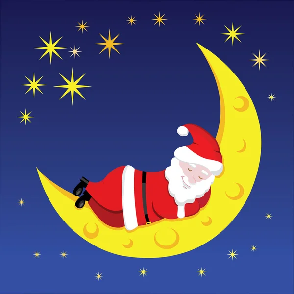 Santa dormindo na lua —  Vetores de Stock
