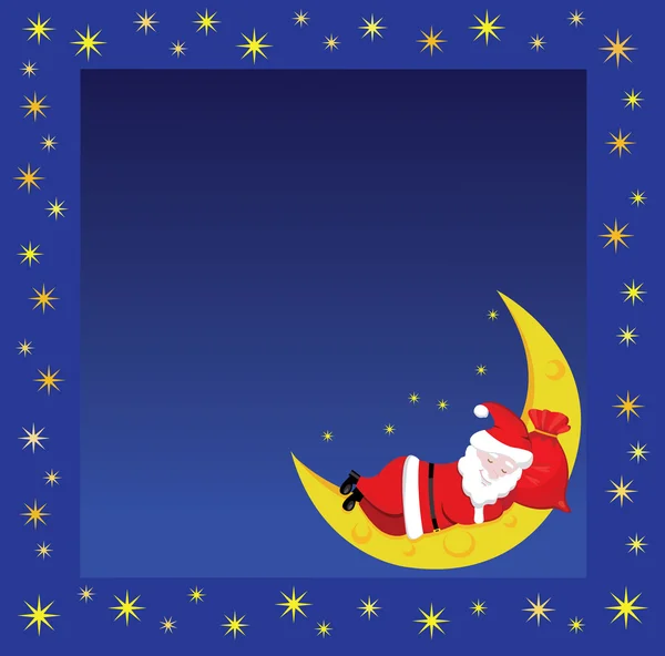 Cadre de Noël avec Père Noël endormi — Image vectorielle