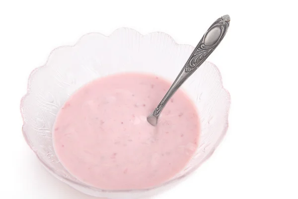 Raspberries yaourt — Stock Photo, Image