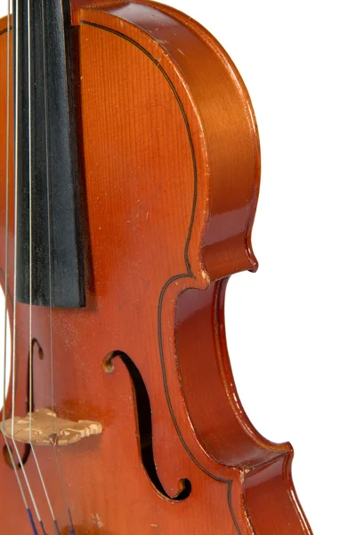 Een fragment van een viool geïsoleerd op een witte achtergrond — Stockfoto