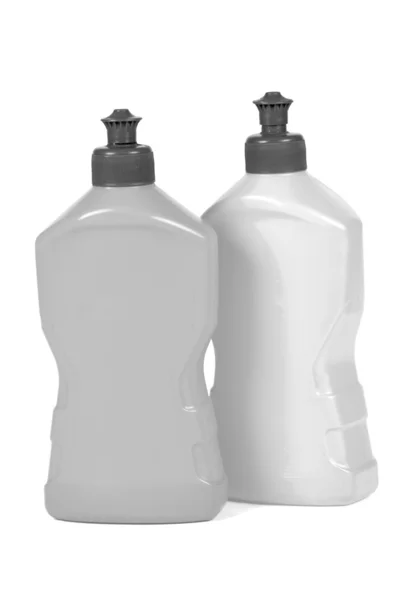 塑料包装瓶，在白色背景上孤立 — 图库照片