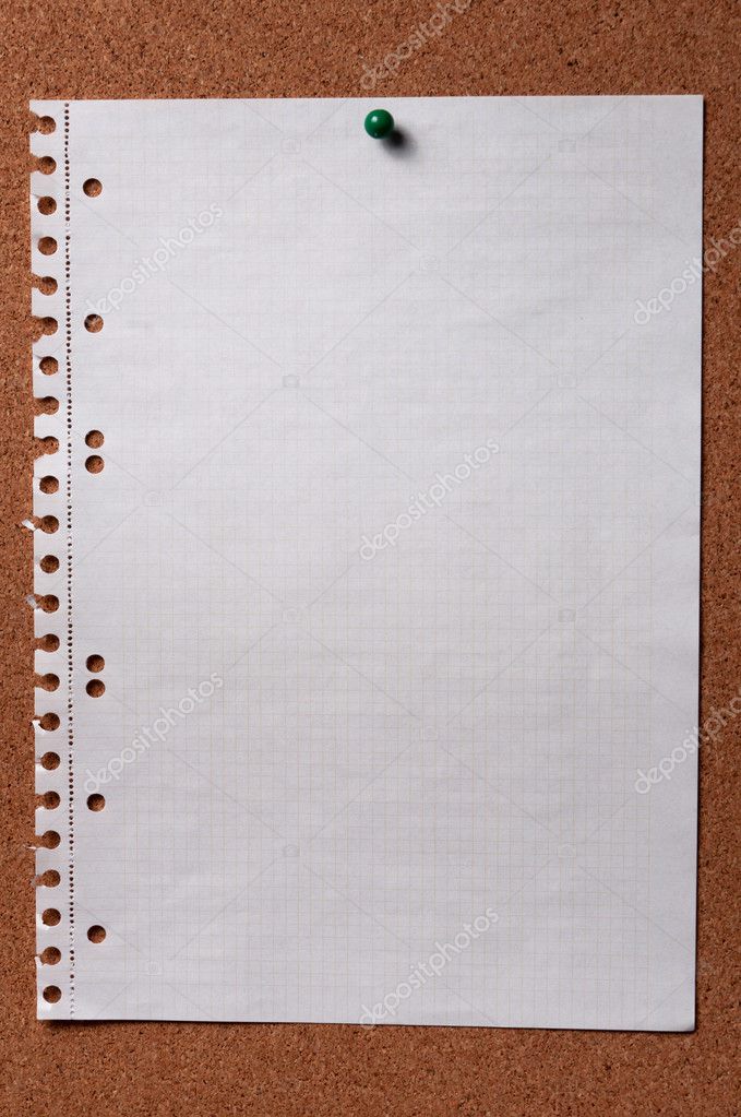 White big paper on corkboard with pin Stock Photo by ©yar0 7707441