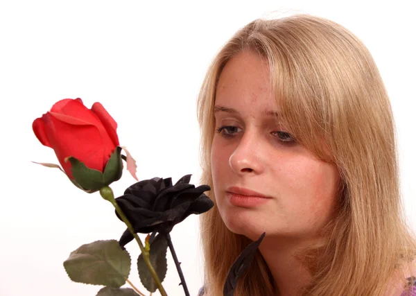 stock image Young female and a rose