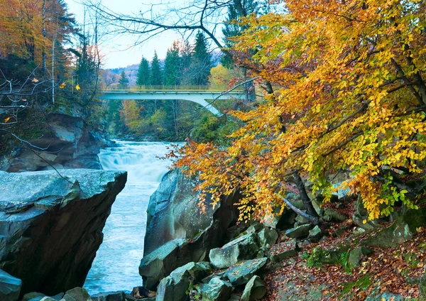 Muddy Waterfall on Autumn Mountain River — Stock Photo, Image