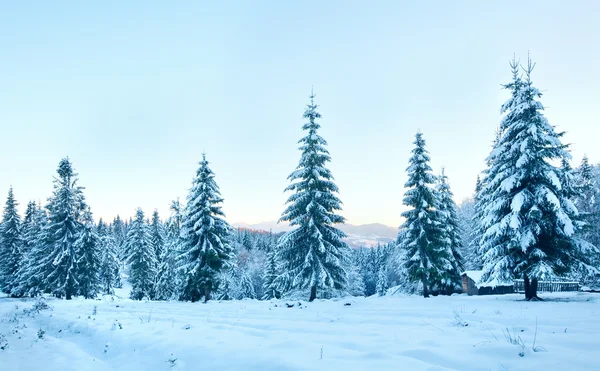 Inverno pôr-do-sol paisagem montanha — Fotografia de Stock