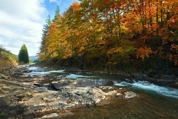 Rotsachtige herfst rivier — Stockfoto