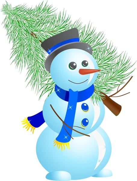 Снеговик с елкой — стоковый вектор