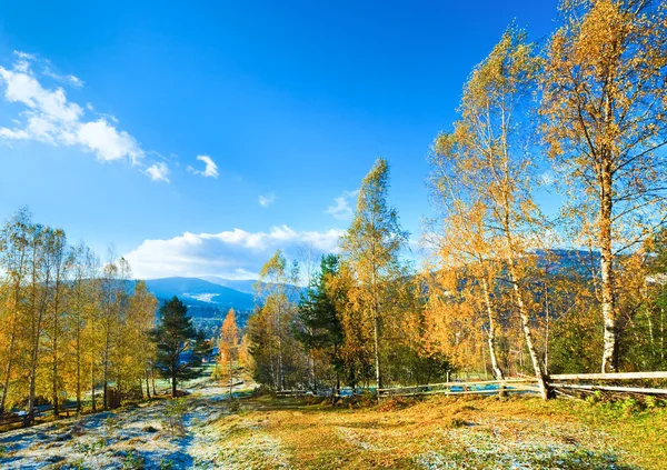 Jesień szron na górskiej Polanie — Zdjęcie stockowe