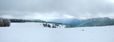 İlk kış kar ve dağ panorama