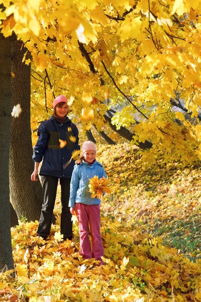 秋のメープル公園で家族 — ストック写真