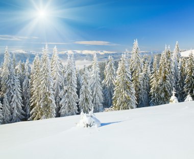 Winter mountain landscape clipart