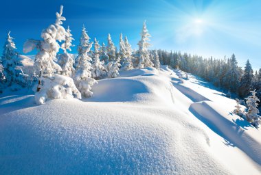 Winter mountain landscape clipart