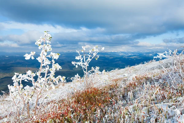 Erster Winterschnee auf dem Herbst-Hochplateau — Stockfoto