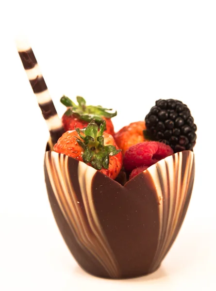 Чашка шоколадных фруктов — стоковое фото