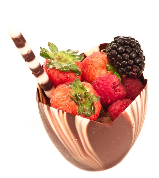 巧克力水果杯 — 图库照片