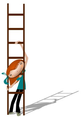 Girl with a ladder clipart