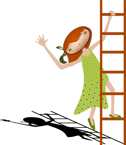 Girl with a ladder — Stock Vector