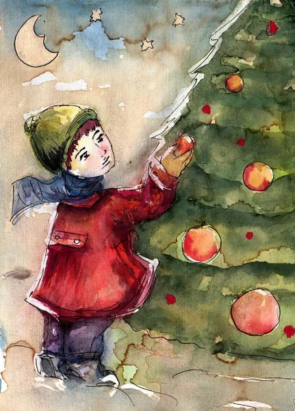 Akvarell Karácsony — Stock Fotó