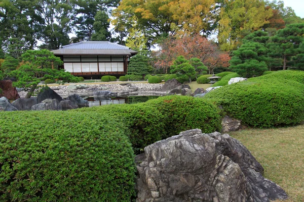 Hrad Nidžó v barevné listí a větve v Japonsku: Kouyou — Stock fotografie