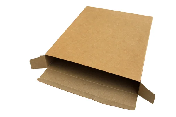 Caixa de papel kraft ondulado isolado — Fotografia de Stock