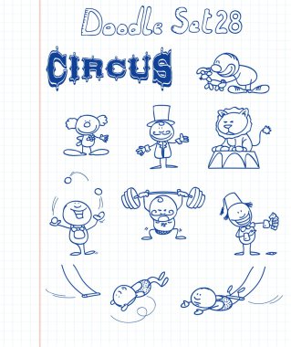 Funny doodle set with a circus theme clipart