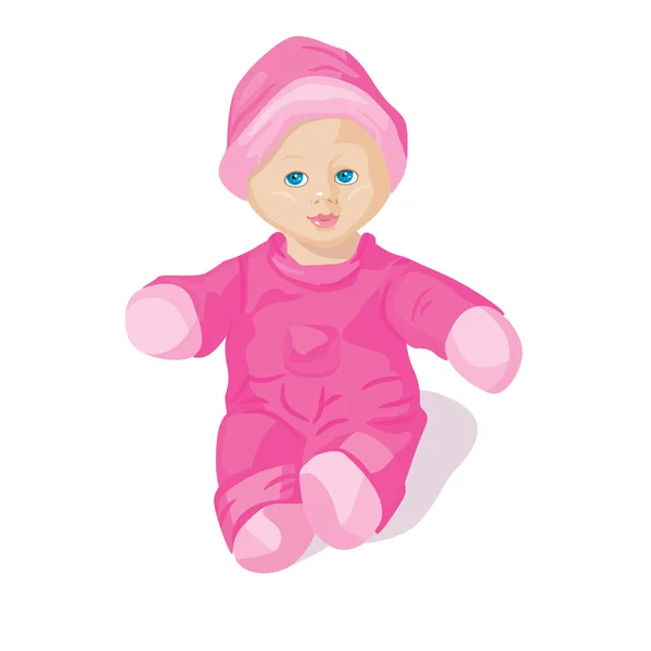 stock vector Doll in pink clothes