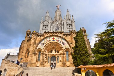 Tibidabo church on mountain clipart