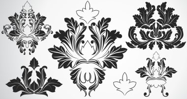 Exotic Design Damask Floral Set clipart