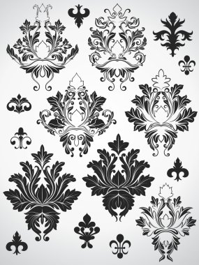 Isolated Vintage Damask Elements clipart