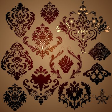 Royal Damask Floral Set clipart