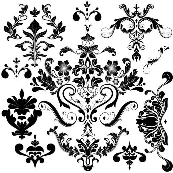 Colección de elementos caligráficos ornamentales de fantasía — Vector de stock