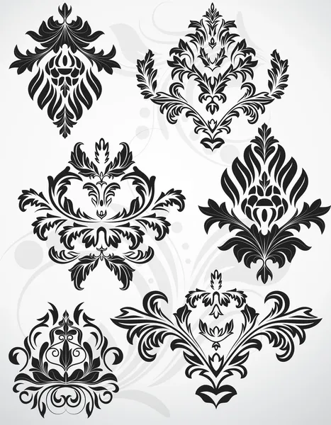 空想の華やかなダマスク織花のイラストのデザイン — ストックベクタ
