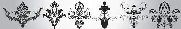 Κομψό βικτοριανό Δαμασκηνό floral στοιχεία — Διανυσματικό Αρχείο