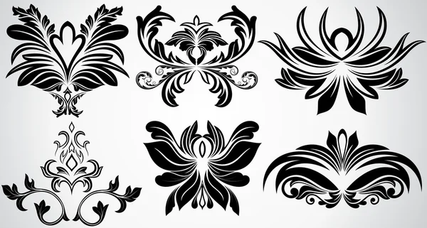 Podrobná stylová damaškové květinové tvary — Stockový vektor
