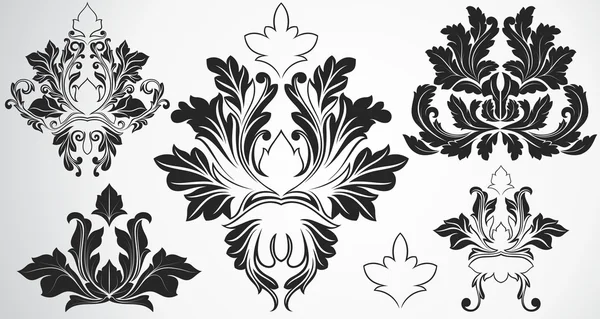 Barok egzotyczny wzór kwiatowy zestaw — Wektor stockowy