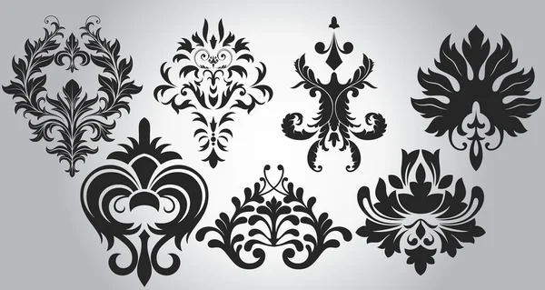 Diseños de damasco elegantes florecen con estilo — Archivo Imágenes Vectoriales